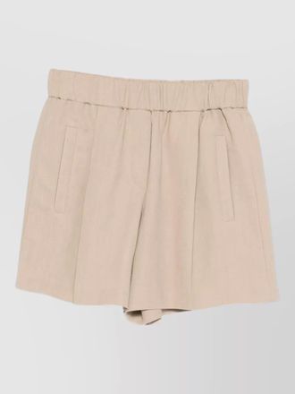 Brunello Cucinelli linen blend shorts pleats pockets back
