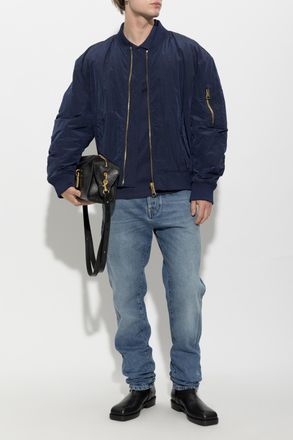 Balmain Polo With Embroidered Logo, Mens, Navy Blue