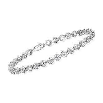 Ross-Simons Diamond Round Cluster Bracelet in Sterling Silver