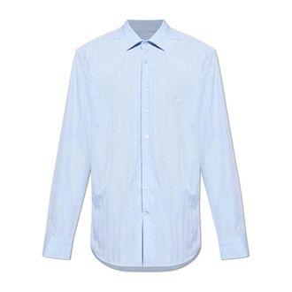 Etro Gestreept overhemd - Heren - Zakelijke Overhemden - Blauw - 2XL - Katoen - Overhemden