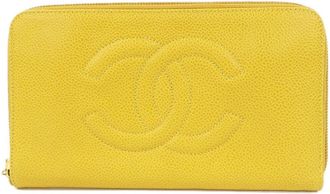 Chanel Yellow Grained Calfskin Long Wallet (Bi-Fold) (Pre-Owned)