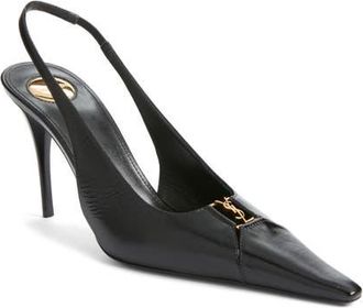Saint Laurent Babylone Slingback Pump in Nero/Nero/Nero at Nordstrom, Size 6.5Us