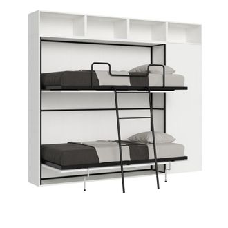 Itamoby Cama doble kando composici&oacute;n fresno blanco i con colchones
