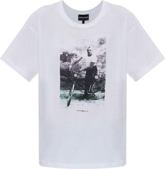 Emporio Armani White Printed cotton t-shirt
