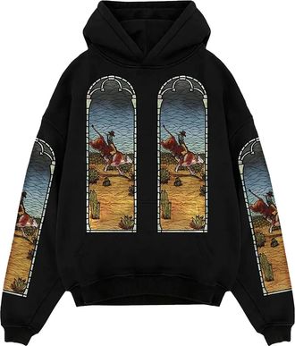Who Decides War by Ev Bravado Felpa con cappuccio Stained Glass BLACK Who Decides War x EST Gee - Nero