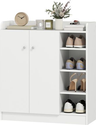 HOMCOM Scarpiera Bianca Salvaspazio E Moderna In Legno 12 Paia Scarpe - Homcom
