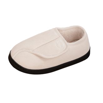 Generic Womens Corduroy Slippers Comfy Adjustable Wide Fit Memory Foam Indoor Closed-back House Shoes beige 2.5/3.5 UK