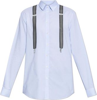 Moschino Logo Shirt - Heren - Zakelijke Overhemden - Blauw - XL - Katoen - Overhemden