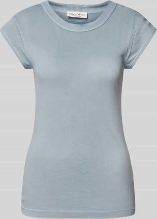 Marc O'Polo Regular Fit T-Shirt aus reiner Baumwolle mit geripptem Rundhalsausschnitt in Rauchblau, Größe XL