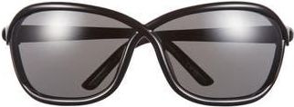 Tom Ford 68mm Gradient Square Sunglasses in Shiny Black /Smoke at Nordstrom Rack