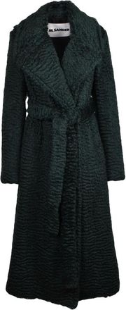 Jil Sander Cappotto in mohair - Dames - Jas met riem - Groen - S - Katoen - Jassen