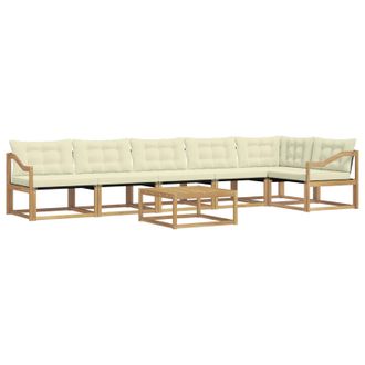 vidaXL Conjunto De Sof&aacute;s De Exterior 7 Pcs Blanco Y Crema Vidaxl
