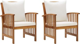 vidaXL Sillas De Jard&iacute;n Con Cojines 2 Unidades Madera Maciza Acacia Vidaxl