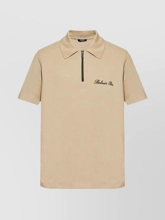 Balmain zip collar short sleeve polo