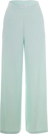 Patrizia Pepe Cr&ecirc;pe Sabl&eacute; Wijde Broek - Dames - Wijde Broeken - Groen - L - Polyester - Broeken
