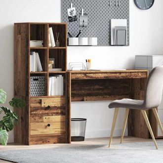 vidaXL Escritorio Con Almacenamiento Con Caj&oacute;n 2 Pcs Madera Vieja Vidaxl