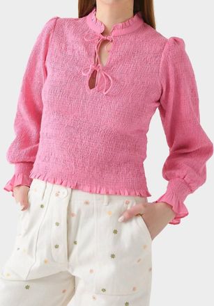 Antik Batik Anna Smocked Blouse In Indian Pink