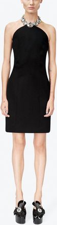 Area Crystal Halter Dress In Black