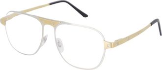 Cartier Glasses, unisex, Yellow, Size: 58 MM Aviator Optical Eyeglasses Silver Gold