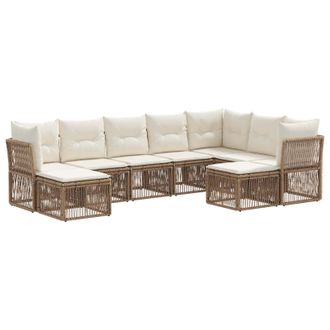 vidaXL Conjunto De Sof&aacute;s De Jard&iacute;n 9 Pcs Beige Rat&aacute;n Sint&eacute;tico Vidaxl