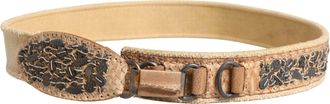 Ermanno Scervino Womens Beige Canvas Embellished Metal Buckle Belt
