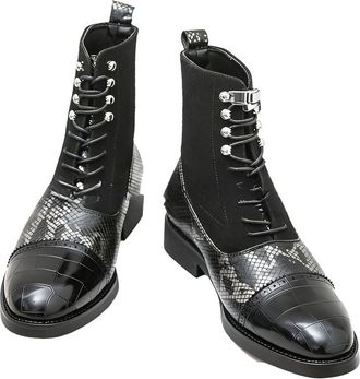 Generic Mens Lace Up Office Dress Boots Round Toe PU Leather Short Boots Flat Heel Formal Boot for Business,Black,9.5 UK