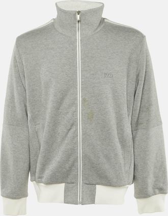 HUGO BOSS Boss By Hugo Boss Grey Cotton Knit Zip Front Sweater