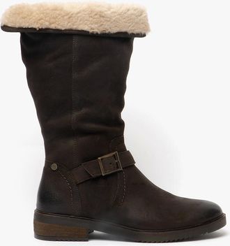 Hush Puppies Womens Hush Puppies BONNIE Womens Leather Mid Height Boots Brown - Size: 6