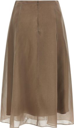 Brunello Cucinelli Womens Beige Silk Midi Skirt