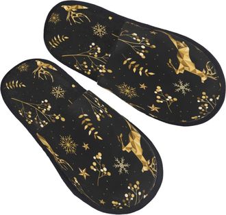 Generic Fluffy Slippers Christmas Gold Deers1 Fuzzy Slippers Washable Soft House Slipper For Indoor Bedroom Bathroom L