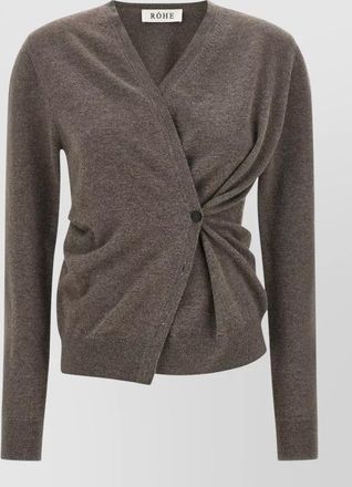 R&oacute;he asymmetric ribbed fine-knit v-neck cardigan