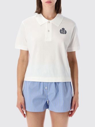 Sporty & Rich Polo in cotone a maniche corte con logo stemma ricamato