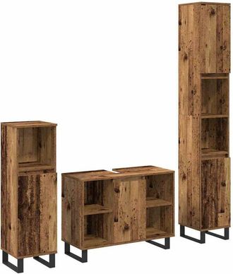 vidaXL Juego De Muebles De Ba&ntilde;o 3 Pcs Marr&oacute;n 30 X 30 X 180 Cm Vidaxl