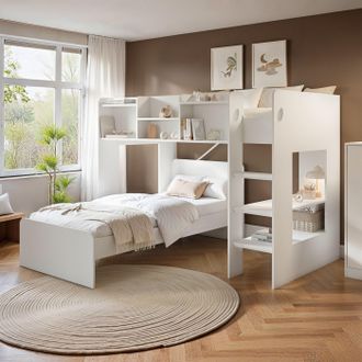 Flair Wizard L Shaped Bunk Bed in White | Size: Single