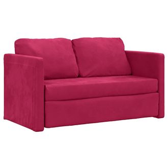 vidaXL Sof&aacute; Cama De Suelo 2 En 1 Terciopelo Rojo Tinto 122x204x55 Cm Vidaxl