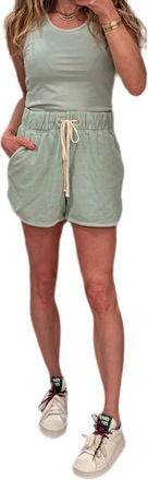 Les Tien Serena Scallop Shorts In Washed Mint