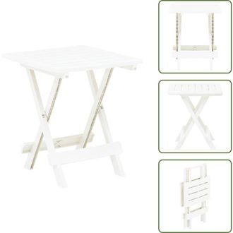 vidaXL The Living Store Tavolo da Giardino Pieghevole Bianco 45x43x50 cm in Plastica - Tavolo pieghevole