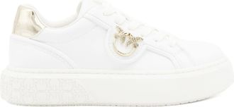 Pinko White Yoko 06 Metallic-Accent Leather Sneakers