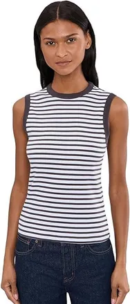 Madewell The 90s Shell Tank Top in Compact Cotton Womens Clothing New York Stripe : XL (Womens 14-16)