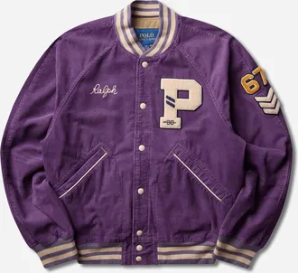Polo Ralph Lauren Men s Corduroy Letterman Jacket New Violet Washed