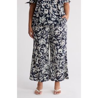 Nordstrom Rack Pull-On Crop Palazzo Pants in Navy Blazer Marked Blooms at Nordstrom Rack, Size 3X