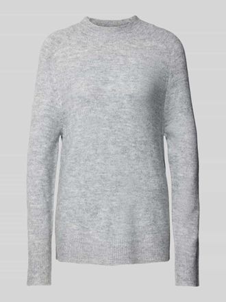 Tom Tailor Denim Comfort Fit Strickpullover mit Sattelschulter-&Auml;rmel und Mock-Neck in Mittelgrau Melange, Gr&ouml;&szlig;e S