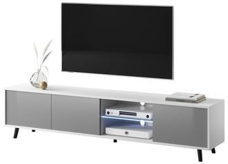 Selsey Selsey Galhad - Mueble Tv - 175 Cm Ancho - Blanco Mate / Gris Brillo - Iluminaci&oacute;n Led Con Pilas
