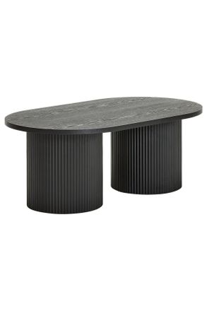 Livetastic Couchtisch, Schwarz, Holz, Holzwerkstoff, Eiche, Pappel, furniert, oval, rund, 45x70x120 cm, Holzmöbel, Holztische