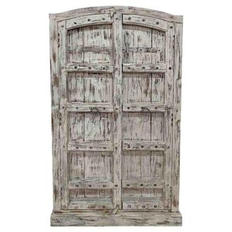 Wanderlust Deco Armario de madera acabado artesanal gris 107x42x191h cm