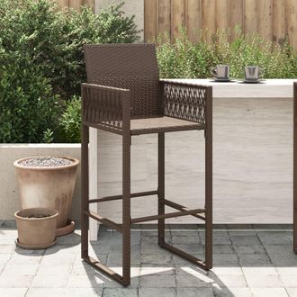 vidaXL Vidaxl - Taburetes Altos De Jard&iacute;n 2 Unidades Rat&aacute;n Sint&eacute;tico Marr&oacute;n