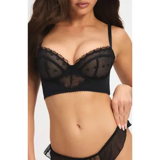 Savage x Fenty Sweet Fetish Underwire Bustier(Regular & Plus) in Black Caviar at Nordstrom, Size X-Large