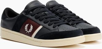 Fred Perry Mens Fred Perry B725 Leather Suede Mens Navy/Ecru/Oxblood Trainers - Blue - Size: 10