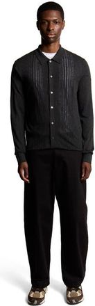 Lyle & Scott Long Sleeve Cable Knitted Shirt in Charcoal Marl at Nordstrom, Size Xx-Large