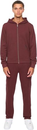 Duck and Cover Mens Optimus Hoodie And Joggers Set (Wine) - Size X-Large